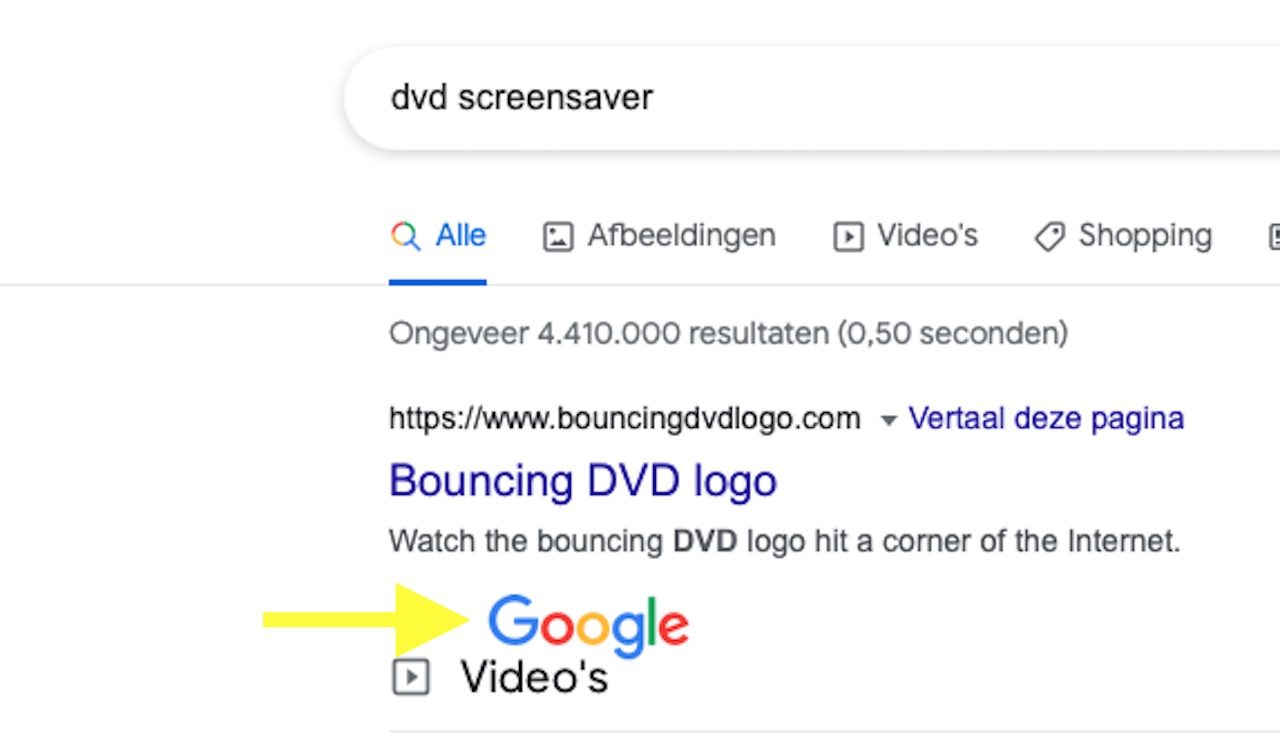 Google DVD Screensaver Easter Egg