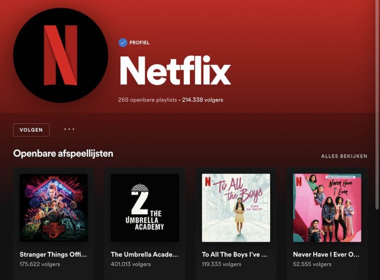 Geniaal! Spotify maakt speciaal hoekje voor Netflix